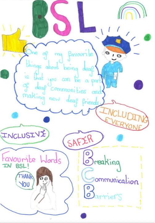 BSL poster made by Amelia, aged 12