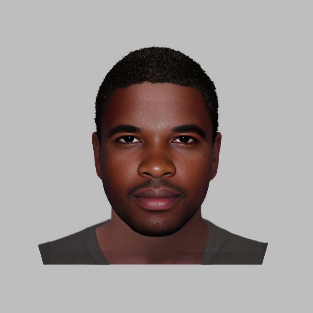 E-fit image of a black man with short dark hair