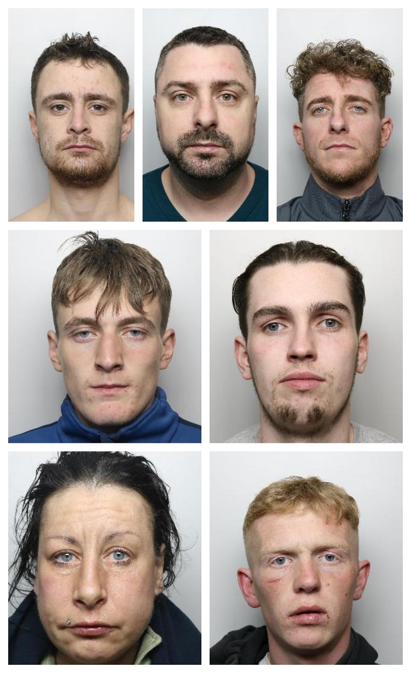 Seven custody picture images of six men and one woman who have all been jailed in 2026 as part of Operation Castle