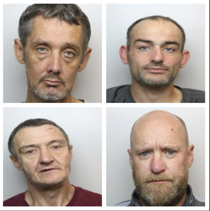 Collage of four custody images of men